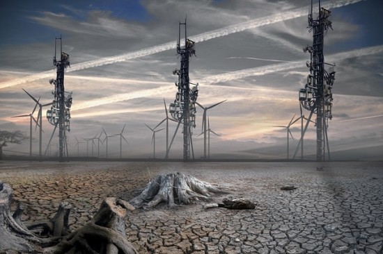 Chemtrails, Funkmasten und Windmühlen trocknen das Klima aus und töten den Wald und die Erde